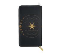 ISAOA Mystical Flower of Life and Moon Phases - Cartera multifunción con cremallera, gran capacidad, 19 cm, #01, Talla única, moda