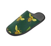 ISAOA Pantuflas de casa antideslizantes, lavables, reutilizables, para mujeres y hombres, con suela acolchada, patrón de abeja amarilla, para interiores, invitados, hotel, fiesta, pantuflas