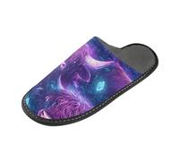 ISAOA Pantuflas de casa antideslizantes, lavables, reutilizables, para mujeres y hombres, con suela acolchada, color morado, ganado de las tierras altas, hogar, interior, invitados, hotel, fiesta