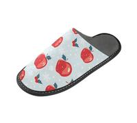 ISAOA Pantuflas de casa antideslizantes, lavables, reutilizables, para mujeres y hombres, con suela acolchada, color rojo cereza, manzana, hogar, interior, invitados, hotel, fiesta, pantuflas