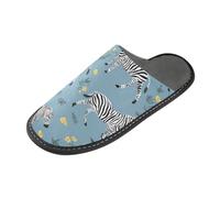 ISAOA Pantuflas de casa antideslizantes, lavables, reutilizables, para mujeres y hombres, suela acolchada, cebra amarilla, flores pequeñas, hogar, interior, invitados, hotel, fiesta, pantuflas