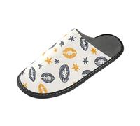 ISAOA Pantuflas de casa antideslizantes, lavables, reutilizables, para mujeres y hombres, suela acolchada, color negro y amarillo, rugby, hogar, interior, invitados, hotel, fiesta, pantuflas