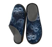 ISAOA Pantuflas de casa con máscara de cielo estrellado azul para mujeres y hombres, pantuflas antideslizantes cálidas para interiores y exteriores, talla 34-35, Máscara de cielo estrellado azul, 44.5