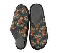 ISAOA Pantuflas de casa con patrón artístico vintage y elegante para mujeres y hombres, pantuflas antideslizantes, pantuflas cálidas para interiores y exteriores, talla 34-35, Patrón de arte elegante