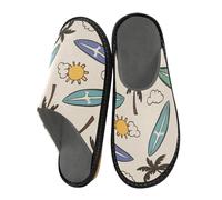 ISAOA Pantuflas de casa con patrón de tabla de surf de coco para mujeres y hombres, pantuflas antideslizantes cálidas para interiores y exteriores, 34-35, Patrón de tabla de surf de cocotero, 38/39 EU