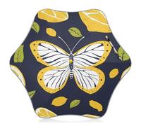 ISAOA Paraguas para niños, ligero, resistente al viento, con apertura automática, mariposa, limón, trazo simple para lluvia y sol