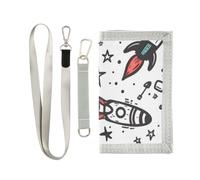 ISAOA Planet Rocket Space - Carteras para niños y niñas, cartera triple con bolsillo para monedas con cremallera y tarjeteros, cartera novedosa para regalos de cumpleaños para niños