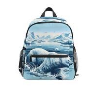 ISAOA Polar Bear Swim in The Water - Mochila escolar pequeña para niños pequeños, preescolar, mochila escolar para niños y niñas