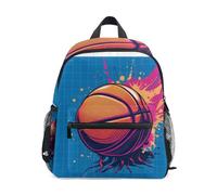 ISAOA Pop Art - Mochila escolar pequeña de baloncesto azul para niños, mochila de hombro para preescolar, mochila escolar para jardín de infantes, mochila escolar casual para niños y niñas