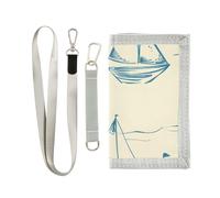 ISAOA Sailboat and The Art of Lines, carteras para niños y niñas, cartera triple con bolsillo para monedas con cremallera y tarjeteros, cartera novedosa para regalos de cumpleaños para niños