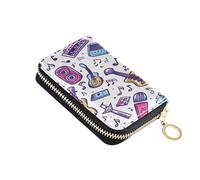 ISAOA Tarjetero de cuero con cremallera para tarjetas de crédito, funda organizadora delgada para tarjetas de visita, cinta de guitarra musical para mujer y hombre, multicolor