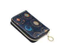 ISAOA Tarjetero de cuero con cremallera para tarjetas de crédito, organizador de tarjetas de visita, galaxia misteriosa oscura para mujer y hombre