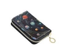 ISAOA Tarjetero de cuero con cremallera para tarjetas de crédito, organizador delgado, funda para tarjetas de visita, círculo cielo estrellado para mujer y hombre, multicolor