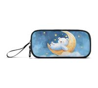 ISAOA The Bear Lies on The Moon - Estuche de gran capacidad con 3 compartimentos para lápices, portátil, grande, para adolescentes, niños, niñas, adultos y estudiantes, The Bear Lies on the Moon