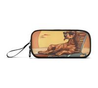 ISAOA The Dog is on The Lounge Chair - Estuche para lápices de gran capacidad, 3 compartimentos, portátil, grande, para adolescentes, niños, niñas, adultos y estudiantes, The Dog is on the Lounge