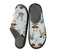 ISAOA The Face Of The Little Raccoon - Pantuflas de casa para mujeres y hombres, pantuflas antideslizantes cálidas para interiores y exteriores, talla 34-35, The Face of the Little Raccoon, 38/39 EU