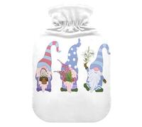 ISAOA (The Gnomes are Holding Fireweed Flowers Botella de agua caliente y cubierta suave y cálida para pies de manos, cama de invierno, alivio de cuello y hombros, 1 litro