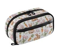 ISAOA Tulip Rabbit - Estuche para lápices con PVC transparente, impermeable, con cremallera, organizador con divisor de polietileno, gran capacidad, almacenamiento de artículos de papelería para la
