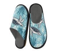 ISAOA Turtle in The Sea House Pantuflas para mujeres y hombres, pantuflas antideslizantes cálidas para interiores y exteriores, talla 34-35, Tortuga en el mar, 38/39 EU