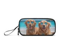 ISAOA Two Dogs at The Seaside - Estuche para lápices de gran capacidad, 3 compartimentos, portátil, grande, para adolescentes, niños, niñas, adultos y estudiantes, Two Dogs at the Seaside, Talla única
