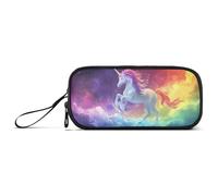 ISAOA Unicorn on The Rainbow Cloud - Estuche para lápices de gran capacidad, 3 compartimentos, portátil, grande, para adolescentes, niños, niñas, adultos y estudiantes, Unicornio en la nube arcoíris