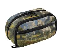 ISAOA Unicorns on The Prairie - Estuche para lápices con 3 compartimentos, bolsa de papelería estética, suministros esenciales para la escuela secundaria, para adolescentes, niñas, niños y adultos