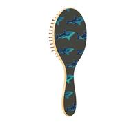 ISAOA Wet Brush - Cepillo desenredante para todo tipo de cabello, cerdas suaves que se deslizan a través de los enredos con facilidad para nadar, fondo gris tiburón azul para cabello húmedo y seco