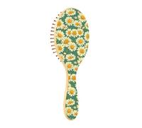 ISAOA Wet Brush - Cepillo desenredante para todo tipo de cabello, cerdas suaves que se deslizan a través de los enredos con facilidad fondo verde, margarita blanca para cabello húmedo y seco