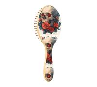 ISAOA Wet Brush - Cepillo desenredante para todo tipo de cabello, cerdas suaves que se deslizan a través de los enredos con facilidad, calavera de flor roja para cabello húmedo y seco