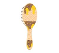 ISAOA Wet Brush - Cepillo desenredante para todo tipo de cabello, cerdas suaves que se deslizan a través de los enredos con facilidad, gofres de helado marrón y amarillo para cabello húmedo y seco
