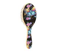 ISAOA Wet Brush - Cepillo desenredante para todo tipo de cabello, cerdas suaves que se deslizan a través de los enredos con facilidad, flor morada, mariposa grande para cabello húmedo y seco