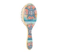 ISAOA Wet Brush - Cepillo desenredante para todo tipo de cabello, cerdas suaves que se deslizan a través de los enredos con facilidad, tortuga marina, flor rosa para cabello húmedo y seco