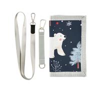 ISAOA White Bears - Carteras de invierno para niños y niñas, cartera triple con bolsillo para monedas con cremallera y tarjeteros, cartera novedosa para regalos de cumpleaños para niños