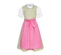 Isar-Trachten Vestido tirolesa infantil de 3 piezas, vestido blusa, delantal para niñas, Oktoberfest, Kirchweih, boda, excursión de domingo, rosa/verde, rosa/verde, 116