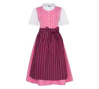 Isar-Trachten Vestido tirolesa infantil de 3 piezas, vestido de blusa, delantal para niñas, Oktoberfest, Kirchweih, boda, excursión de domingo con estampado de flores, Rosa., 86 cm