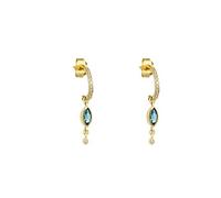 ISCBAFYX 1/2 Pendientes de Plata de Ley 925 con Forma de Gota de Agua, Pendientes de Cristal de Colores Brillantes para Mujer, niñas, Damas CZ Brincos Jewerly yc617 (Color de la Gema: D 2 Piezas)