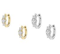 ISCBAFYX 2 Pendientes de Plata de Ley 925 Argollas de Lujo con circonitas Coloridas y Finas para Mujeres y Amantes de la niña Pendientes Brincos yc630 (Color de la Joya: 9, Color del Metal: Color