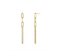ISCBAFYX 2 Pendientes de Plata de Ley 925 con Borla para Mujer y niña, con circonita Brillante, Pendientes Largos, Pendientes de joyería Brincos yc630 (Color de la Joya: Color Dorado 4)