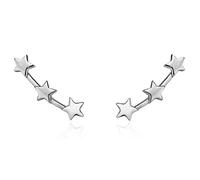 ISCBAFYX 2 Pendientes de Plata de Ley 925 con Forma de Estrella para Mujer, Elegantes Joyas de Boda, Pendientes para Mujer Brincos yc629 (Color de la Joya: Plata)