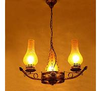 ISCBAFYX 3 Cabezas lámparas de Techo Luces de Hierro Forjado lámpara Colgante Retro lámpara de Vidrio Colgante Luces de Techo Accesorio Personalidad Creativa país Americano lámpara de suspensión