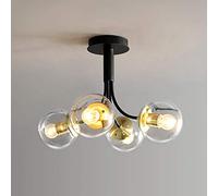 ISCBAFYX 5 Luces, lámpara de Techo Vintage de Bronce Antiguo Sputnik, lámpara de Techo Industrial para Cocina, Comedor, Dormitorio, Estudio, Sala de Estar, Color Transparente, 4 Luces