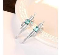 ISCBAFYX 925 Piedra Preciosa Cuadrada Esmeralda Azul-Verde con pequeños aretes para Mujer joyería Fina Fiesta 1