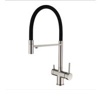 ISCBAFYX ANWEALTH Grifo Mezclador de Cocina con rociador extraíble para Beber, Grifo para Fregadero de Cocina 3 en 1, Doble manija, Doble Salida de Agua, Grifo para Beber, Filtro de Agua, Grifo