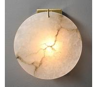 ISCBAFYX Aplique de alabastro Lámpara de Pared Redonda de mármol Base de latón Dorado Luz de Montaje en Pared Base E14 Luz de Pared de Piedra Decoración Aplique de mármol Iluminación para Sala de