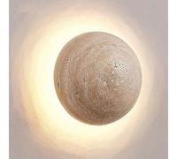 ISCBAFYX Aplique de Pared de Piedra Natural LED de 15 W, lámpara de Pared de mármol Redondo nórdico de 5,9 Pulgadas, lámpara de Pared con Cable para Interiores, Estilo Vintage, para Dormitorio, Sala