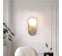 ISCBAFYX Aplique de Pared de tocador de Mediados de Siglo, Aplique de Pared de Piedra Natural, lámpara de Pared con Pantalla de Cristal de Globo para Sala de Estar, Dormitorio y Pasillo