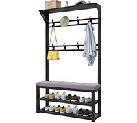 ISCBAFYX Banco de Zapatos 4 en 1 con Almacenamiento nizer de Entrada Grande Zapatero con Estructura de Metal con 10 Ganchos Muebles Decorativos Elegantes 100 x 30 x 172 cm Pasillo y