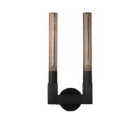 ISCBAFYX Barra de luz de pared lineal de 2 luces de mediados de siglo para dormitorio, tubo largo dorado, lámpara de pared para tocador de baño, sobre espejo, granja, aplique de pared industrial negro