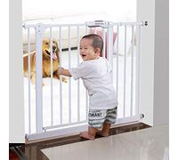 ISCBAFYX Barrera de Seguridad, Puerta de Seguridad retráctil para Mascotas para bebés y Puertas de Escalera, Cierre automático con Soporte a presión, se Adapta a Espacios Entre 65 y 84 cm de Ancho y
