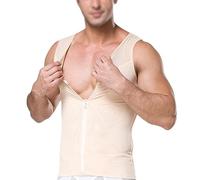 ISCBAFYX Body para Hombre con Cremallera y Busto Abierto, Control de Barriga, compresión Corporal, Entrenador de Cintura Adelgazante, Camiseta sin Mangas